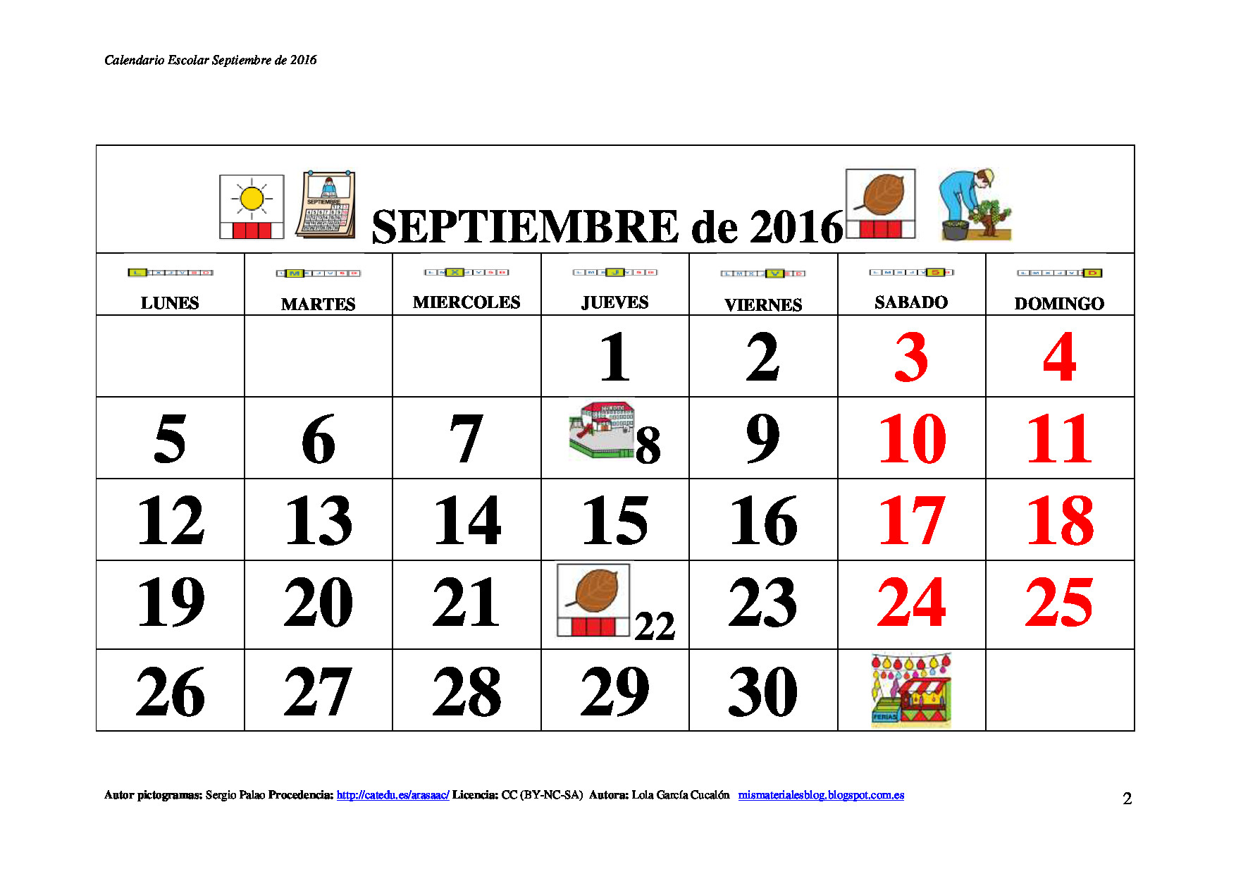 Elaboramos Nuestro Calendario Escolar 2016 17 Pictofacile