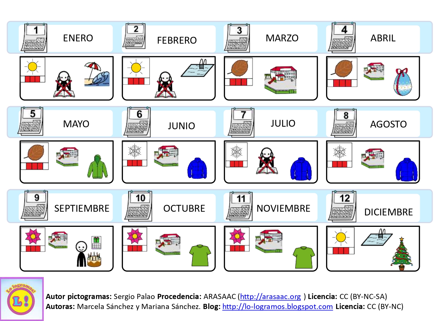 Agenda De Las Estaciones Y Meses Del A O Arasaac Materiales Caa