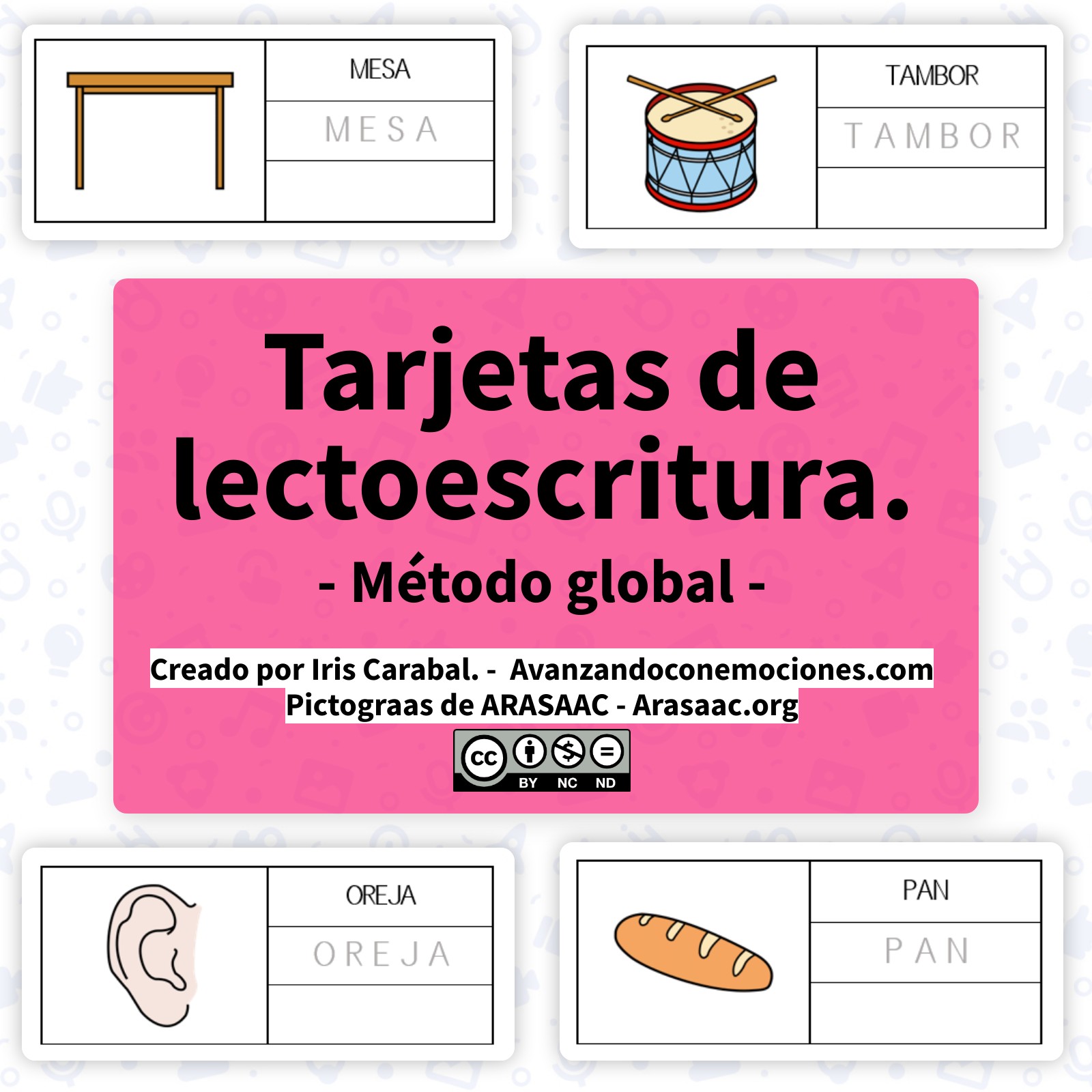 Tarjetas De Lectoescritura Modelo Global Pictofacile