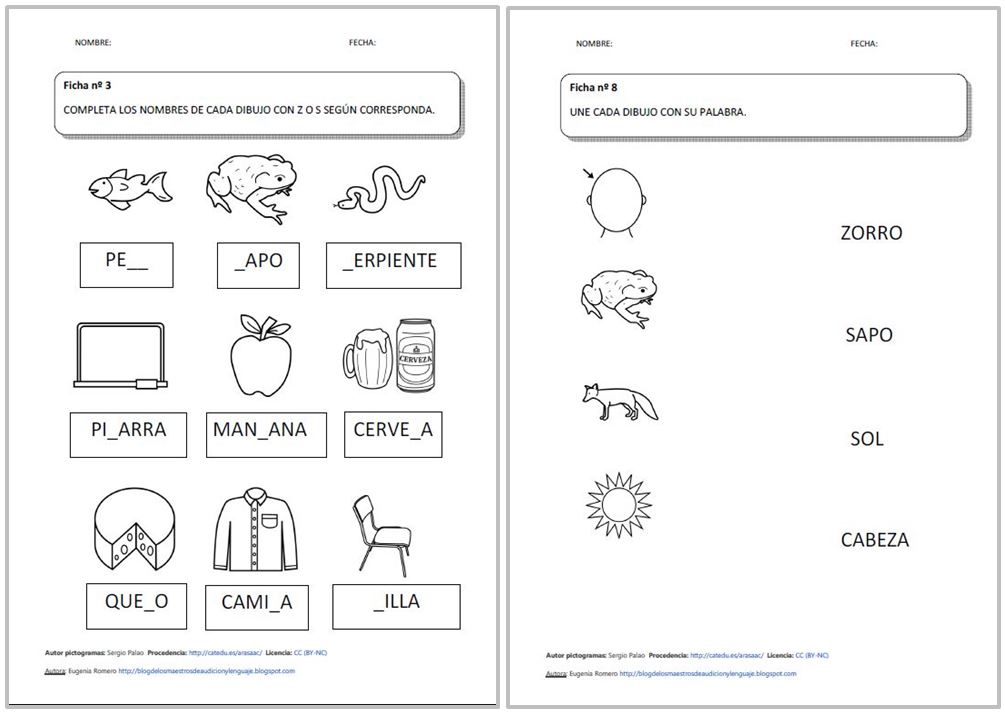 Lectoescritura Y Conciencia Fonológica: Fonemas /z/ Y /s/ | Pictofacile.com