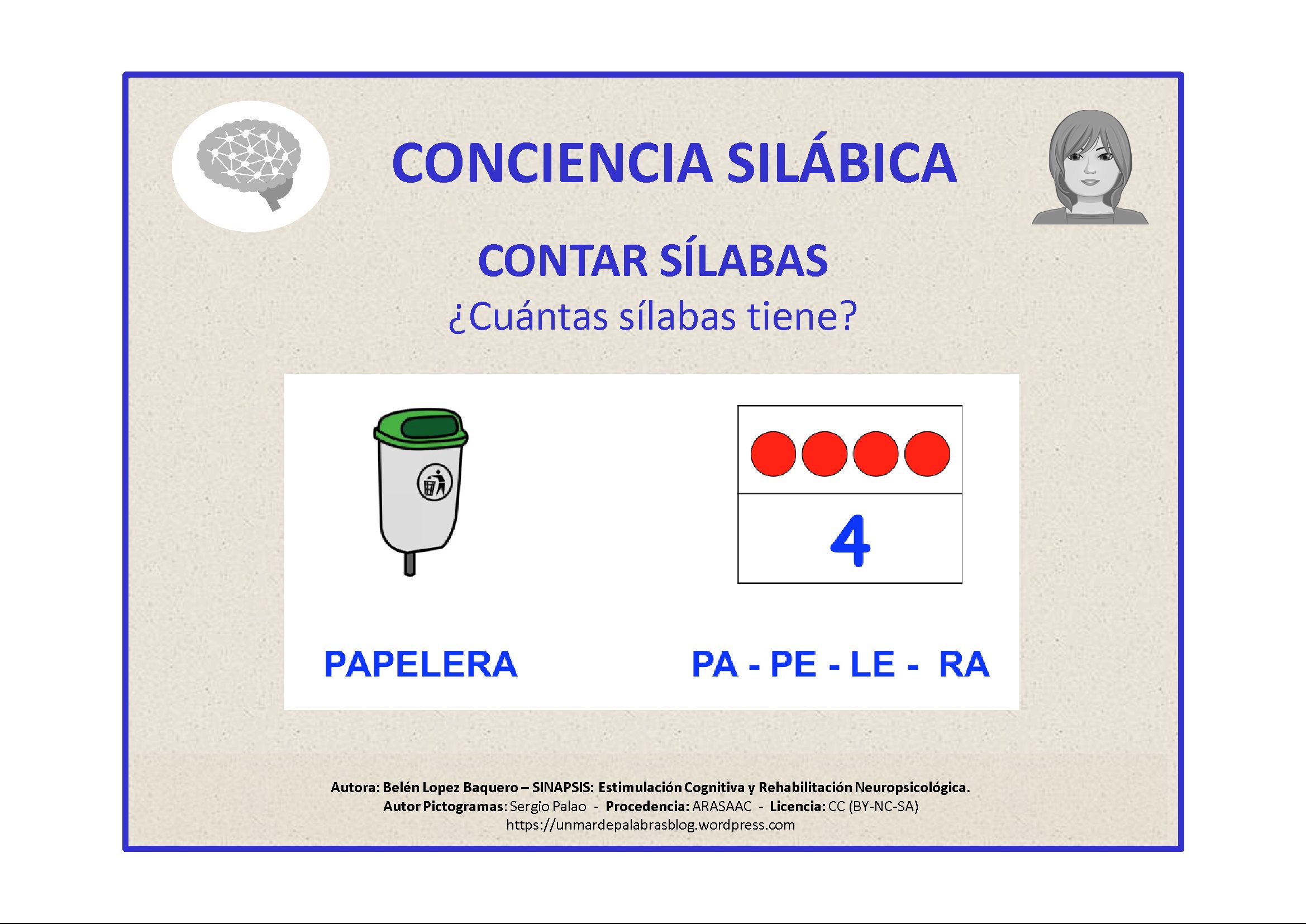 Conciencia fonológica: Contar sílabas.