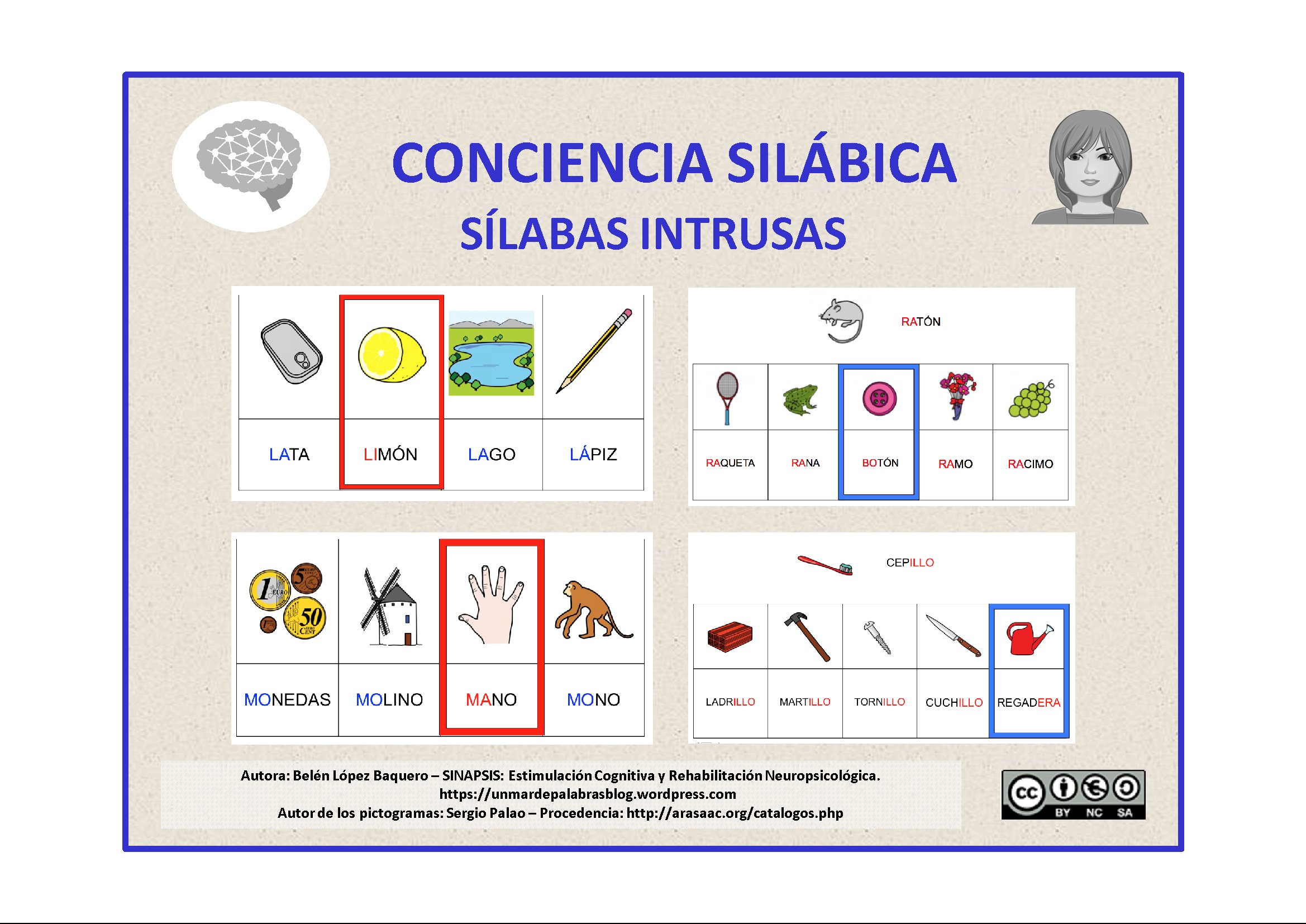 Conciencia fonológica: Intrusos silábicos.