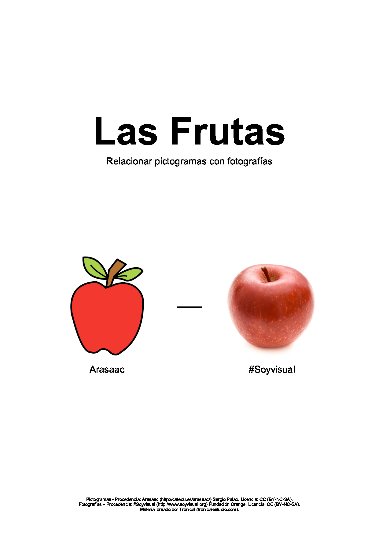 Relacionar pictogramas - fotografias sobre frutas