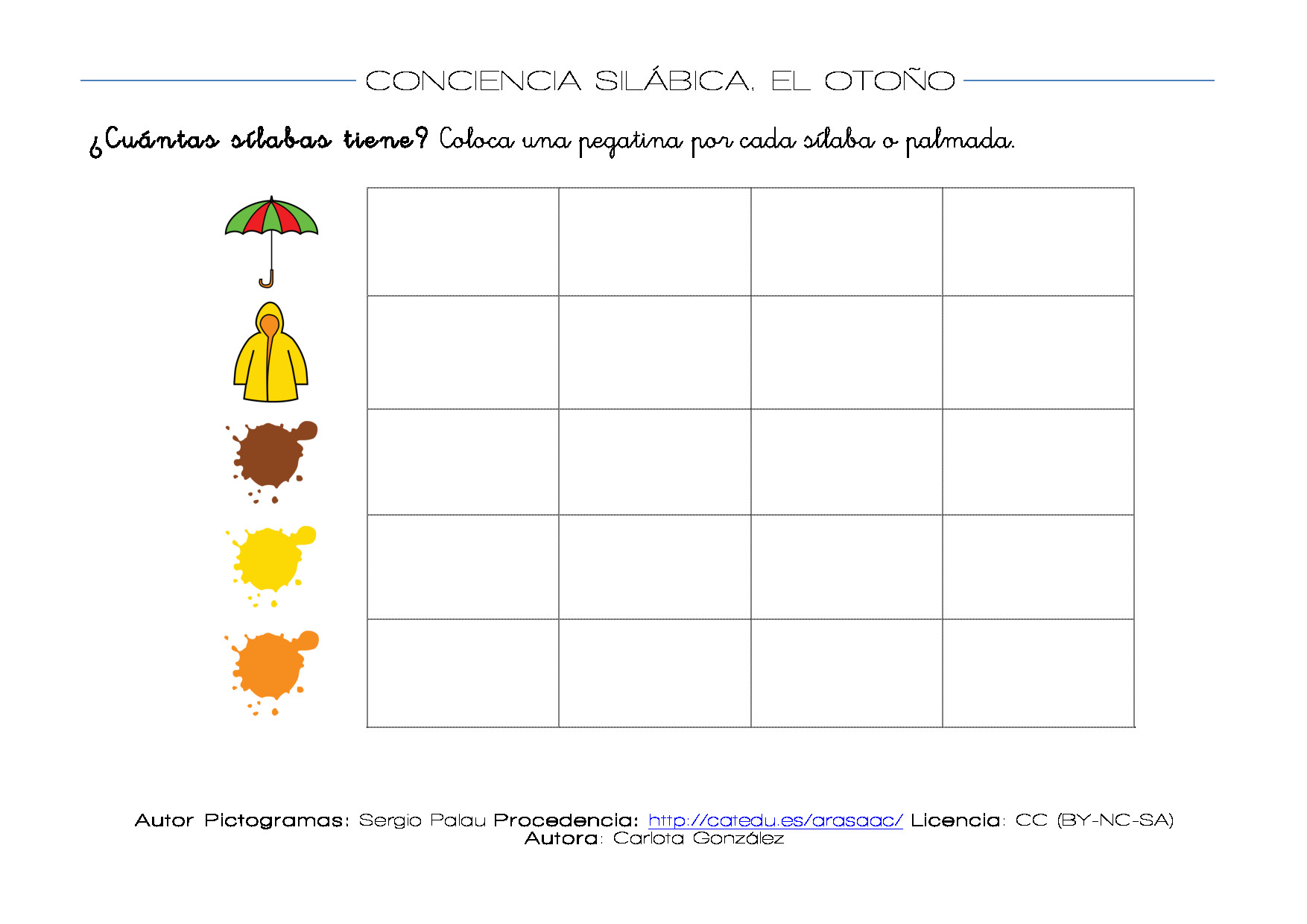 Conciencia fonolóxica: contar sílabas.