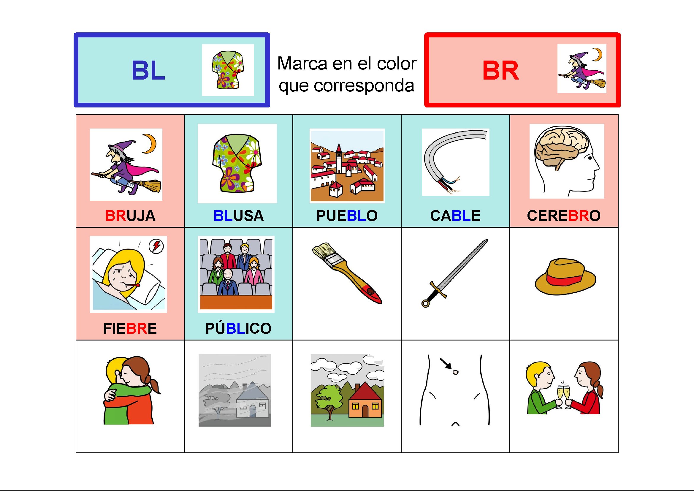 Conciencia Fonológica: Discriminar Sinfones Bl/br, Bl/b_l, Br/b_r ...