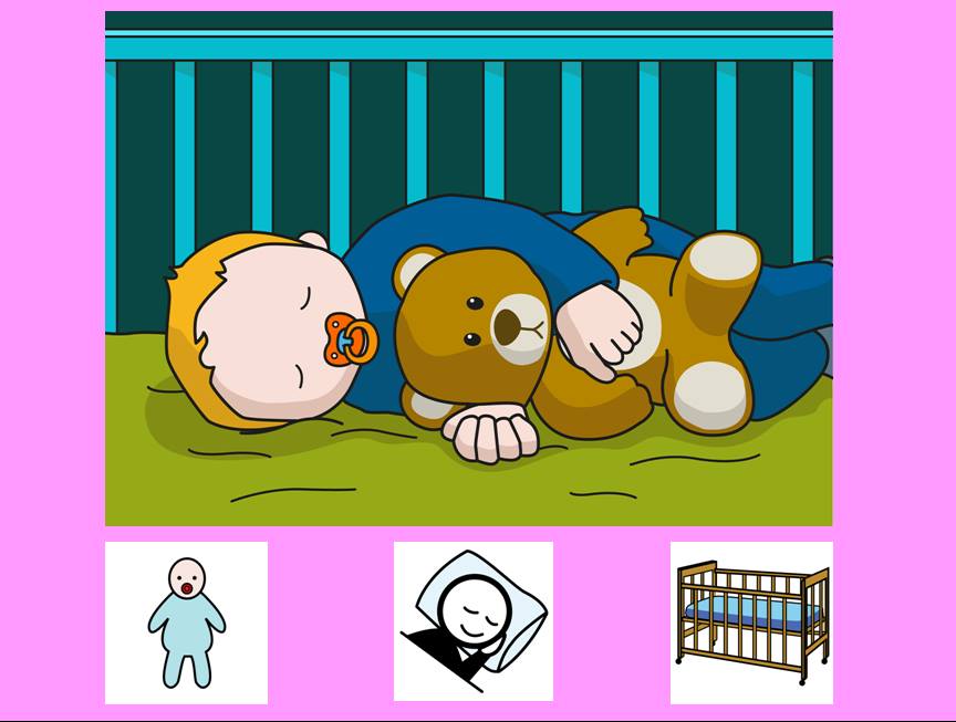 Vocabulario y construcción de frases con láminas, pictogramas y fotografías.