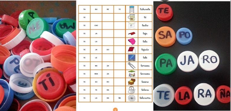 Material TEACCH - Formamos palabras con tapones
