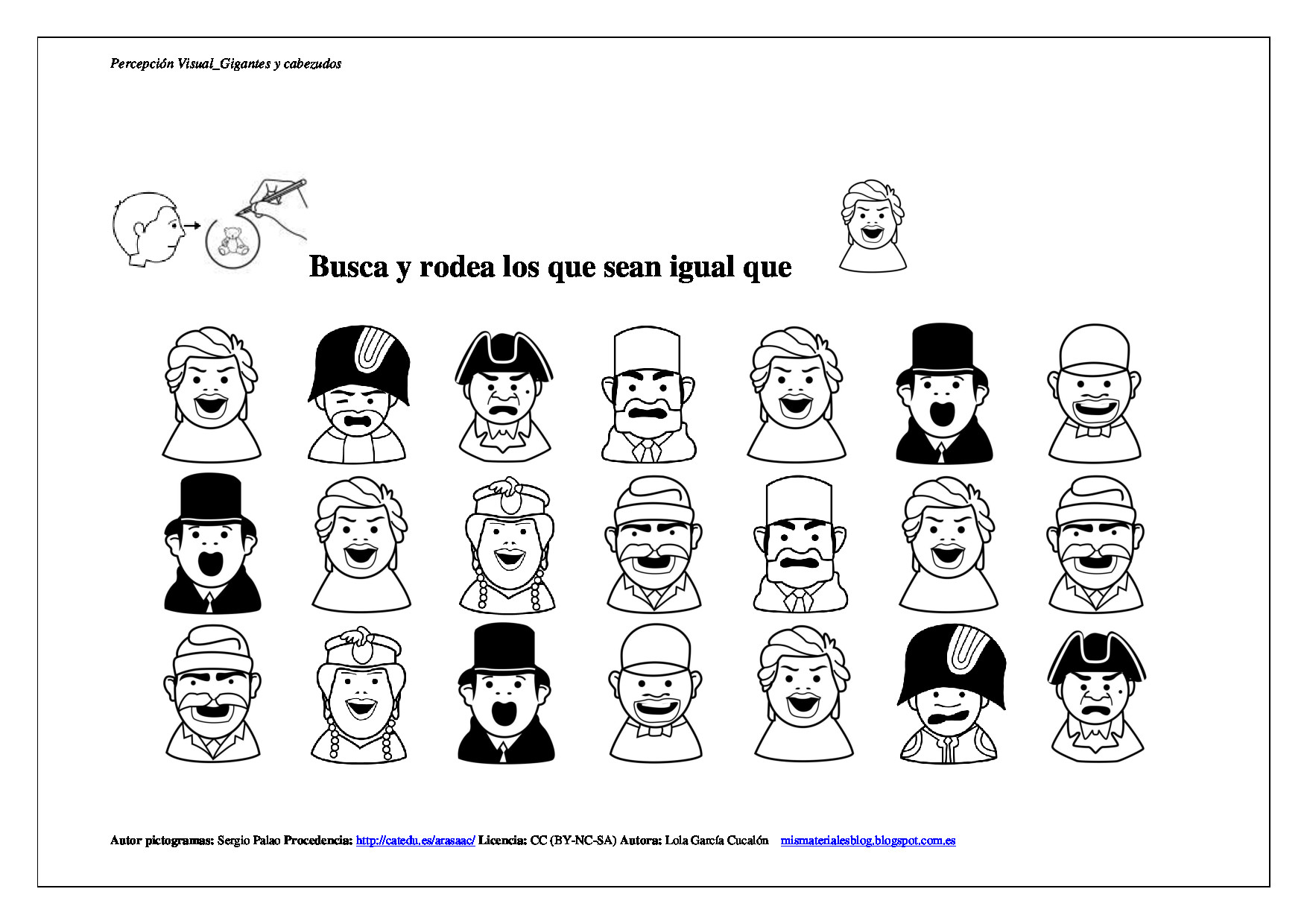 Discriminación visual con la cabezudos