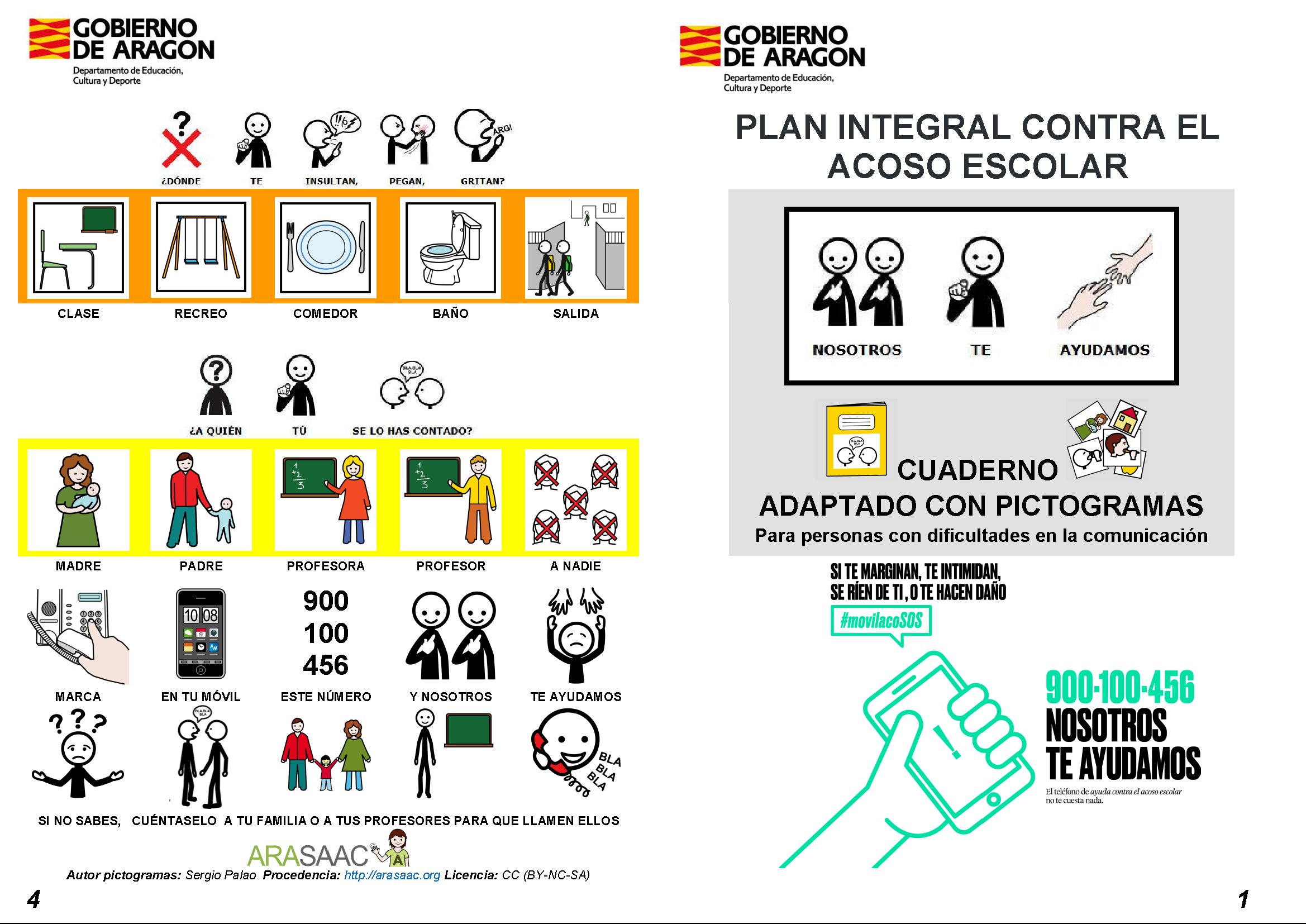 Libro con pictogramas para denunciar el acoso escolar