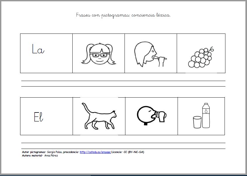 Conciencia léxica a través de frases con pictogramas