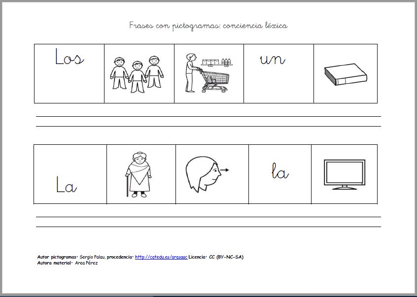 Conciencia léxica a través de frases con pictogramas