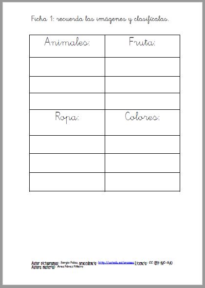 Observa las imágenes y recuerda su nombre