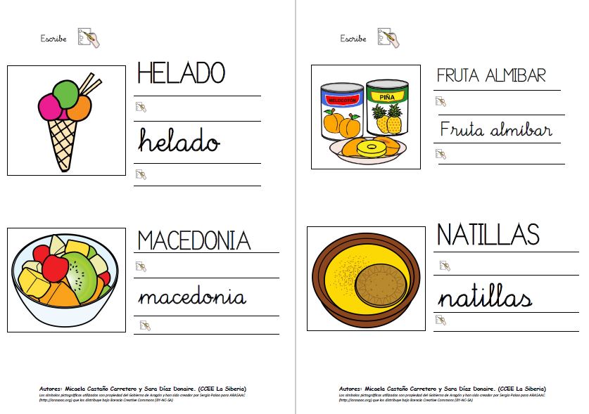 Aprendo, leo y escribo vocabulario sobre los postres