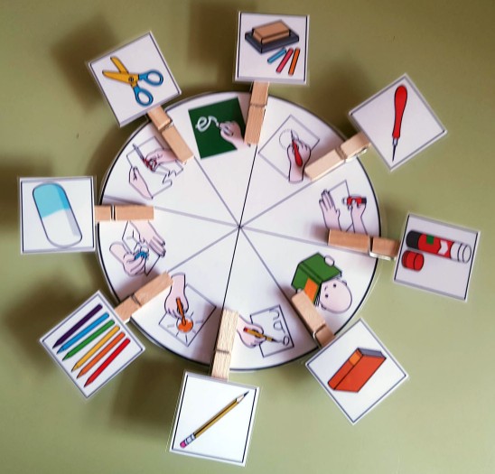 Material TEACCH – Roleta de Associação de Objetos Escolares