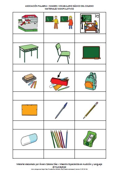 Vocabulario básico: tableros y material manipulativo