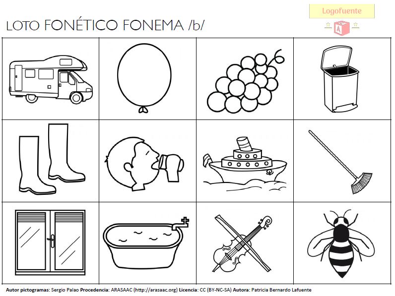 Lotos fonéticos de todos los fonemas y en todas las posiciones