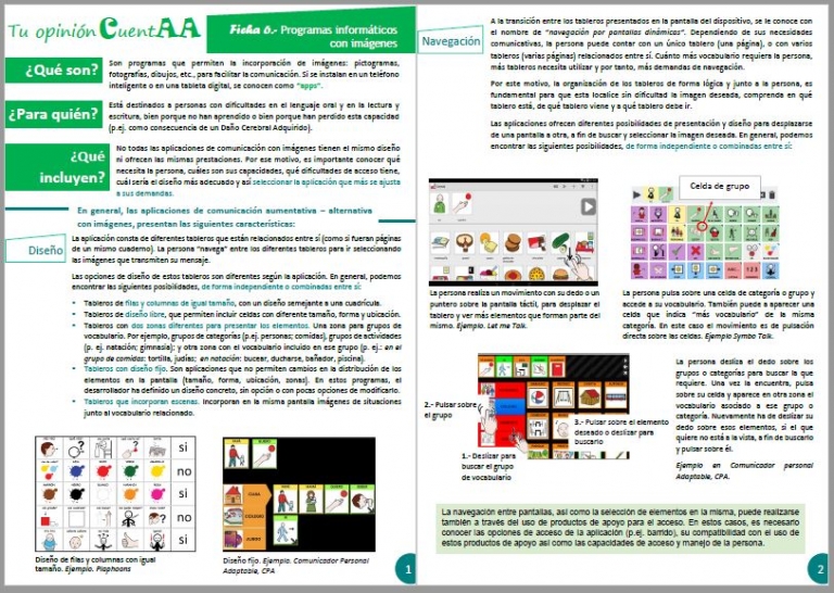 Fichas informativas sobre Comunicación Aumentativa y Alternativa  