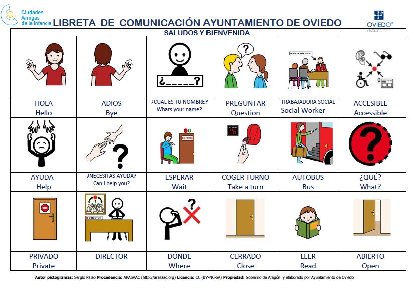 Augmentative communication notebook with pictograms - Oviedo City Council