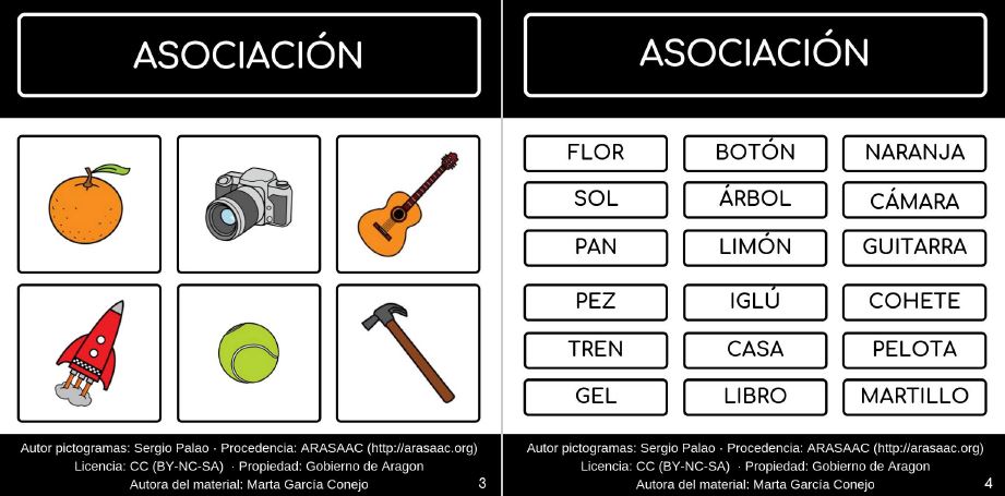 Conciencia fonológica y lectoescritura - Asociar palabra y pictograma