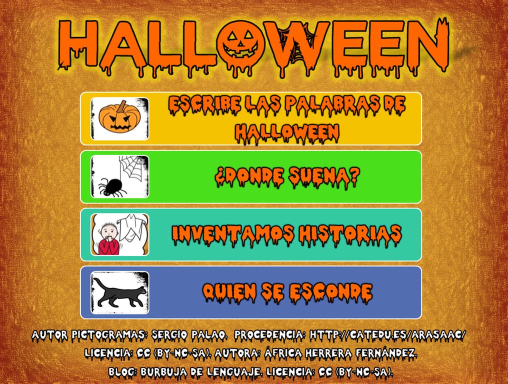 Juego interactivo con actividades sobre Halloween