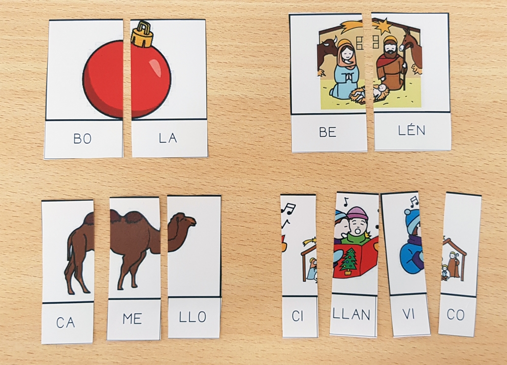 Material TEACCH -Puzzles sil·làbics de Nadal