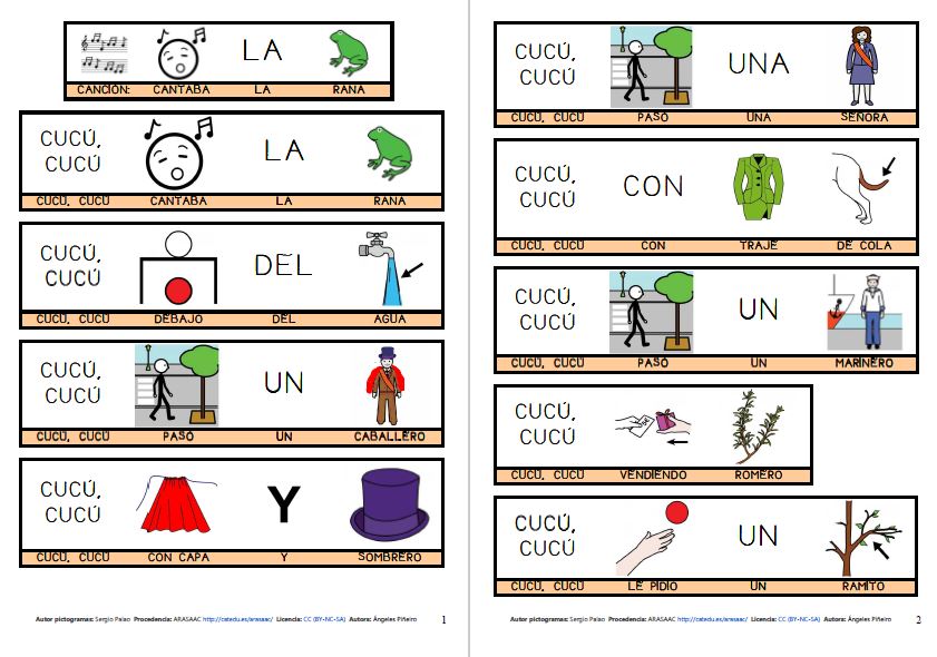 Canciones populares adaptadas con pictogramas