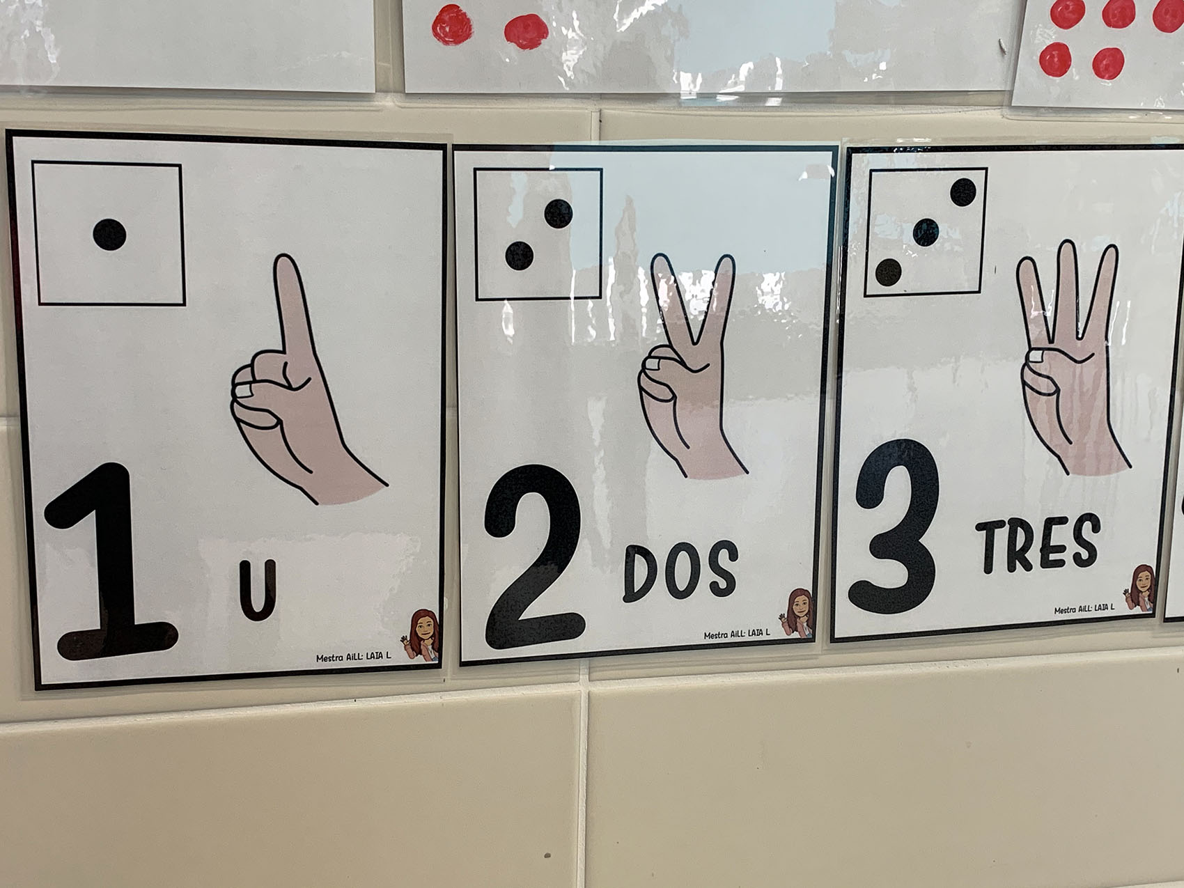 Carteles con la numeración del 1 al 10