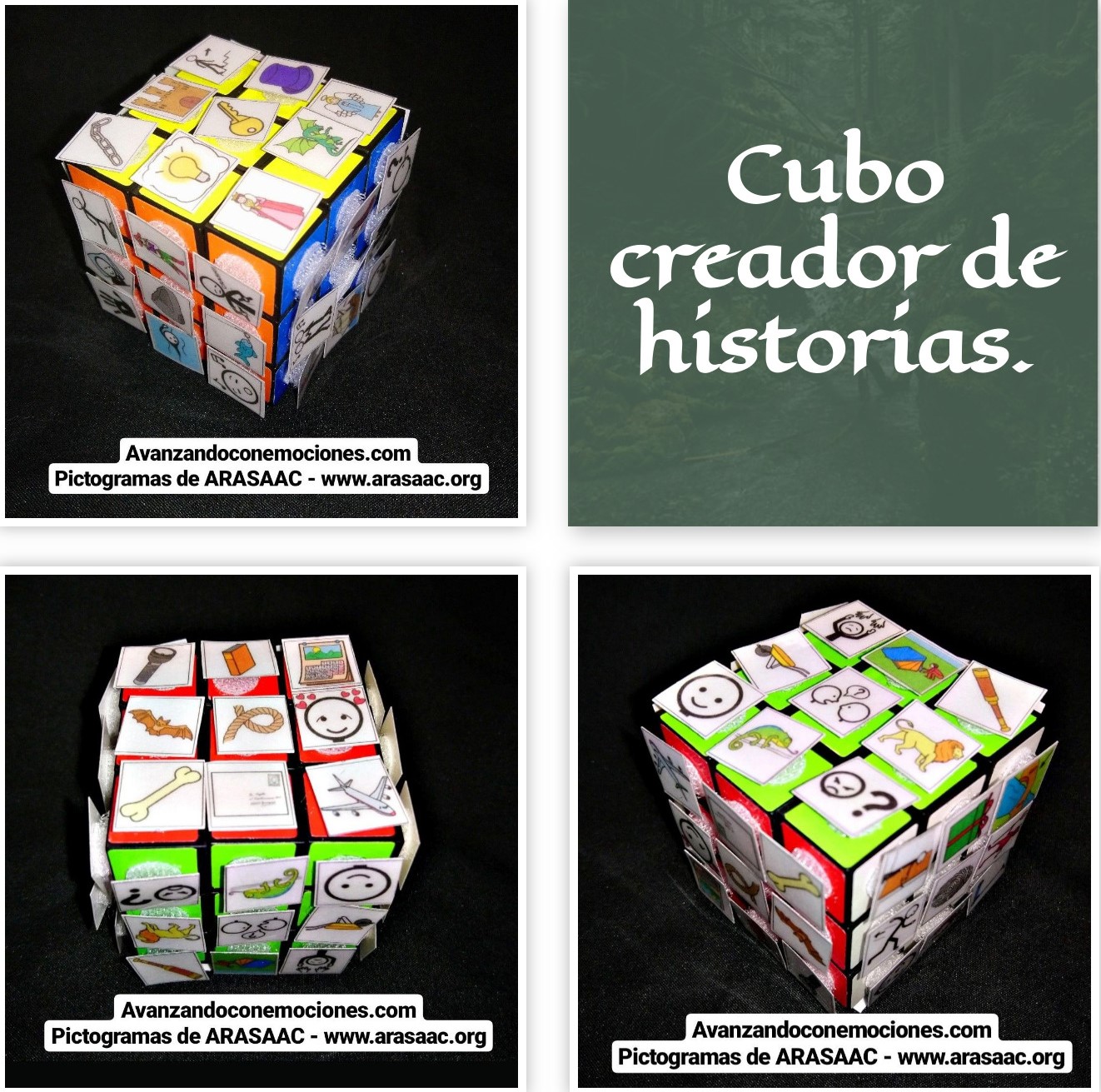 Cubo para crear historias divertidas con pictogramas