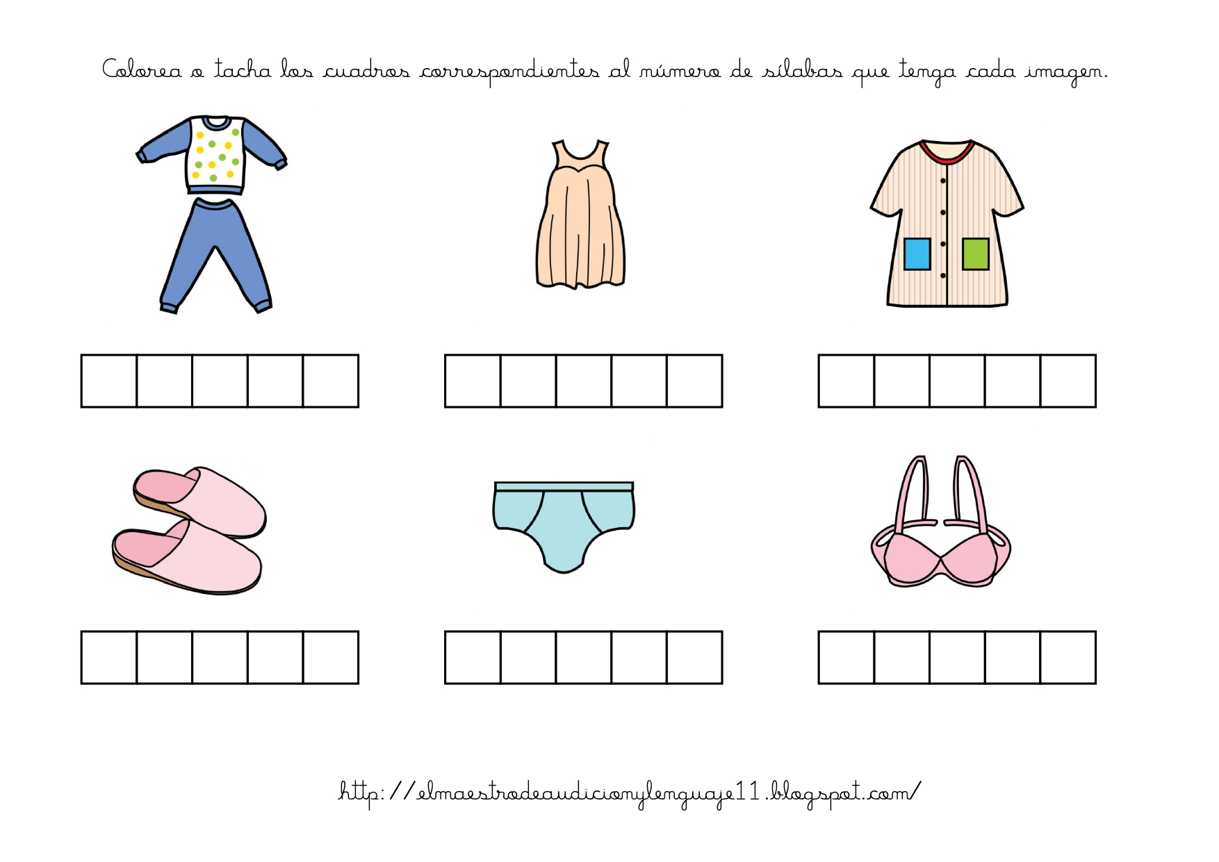Cuadernillo de lectoescritura - Ropa y complementos