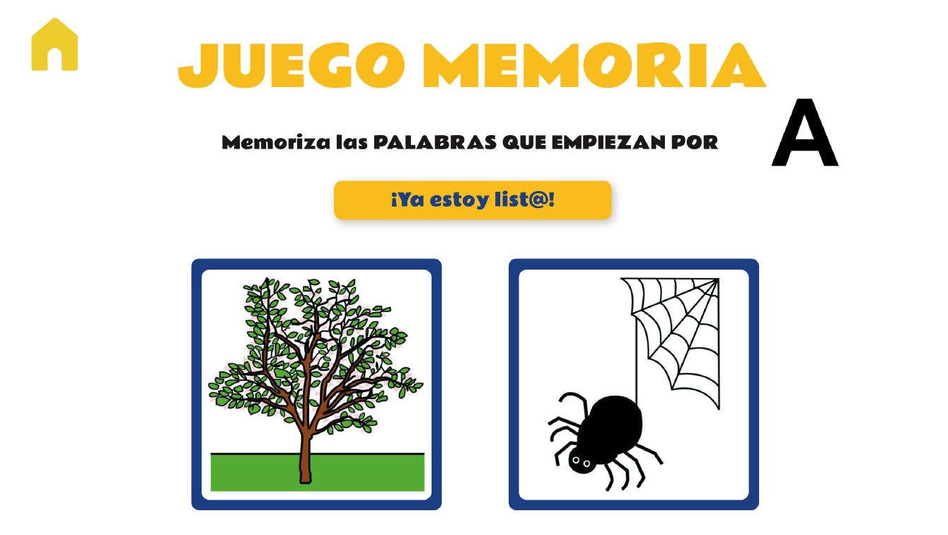 Juego de memoria de palabras que empiezan por vocal