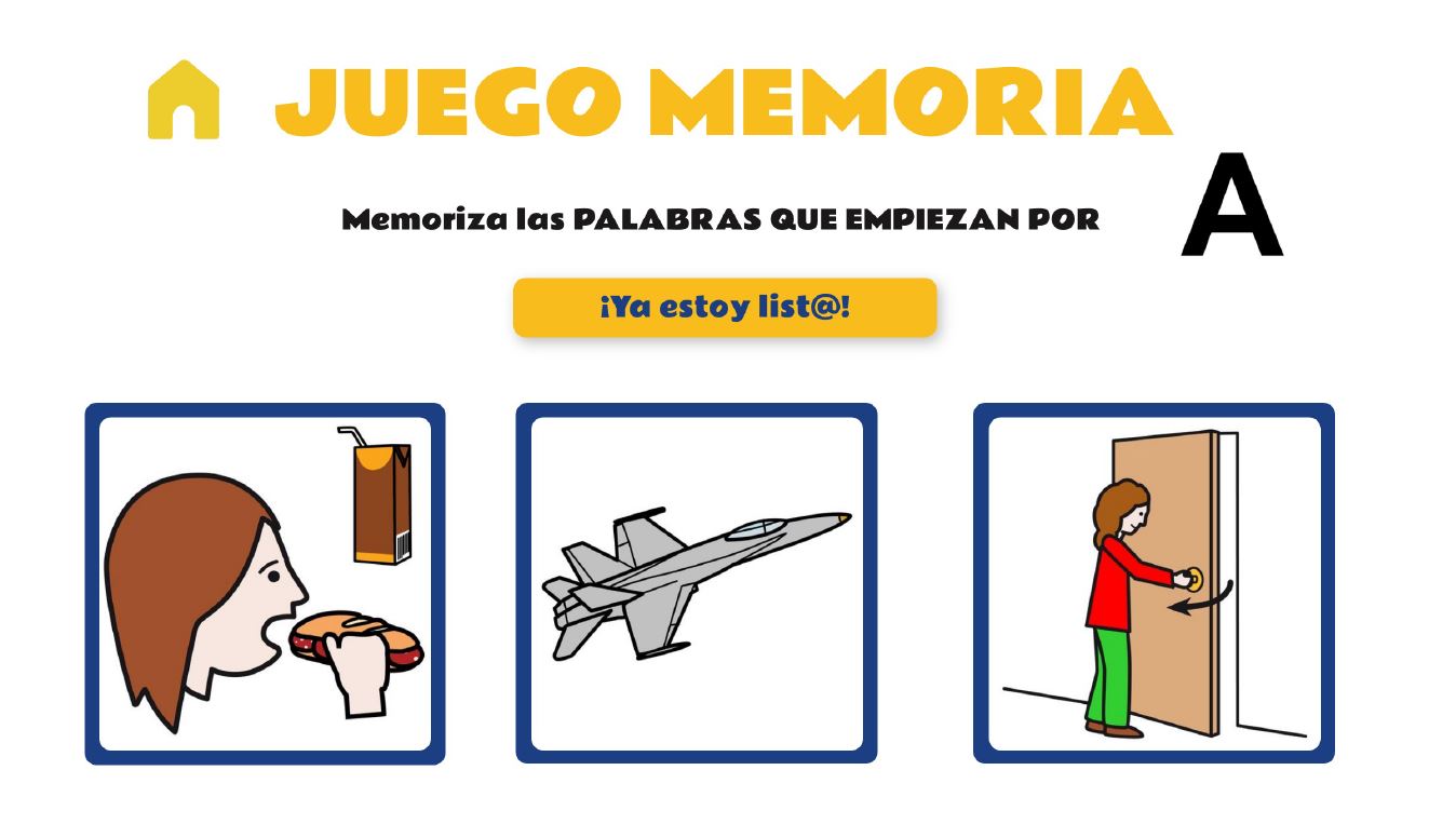 Juego de memoria de palabras que empiezan por vocal