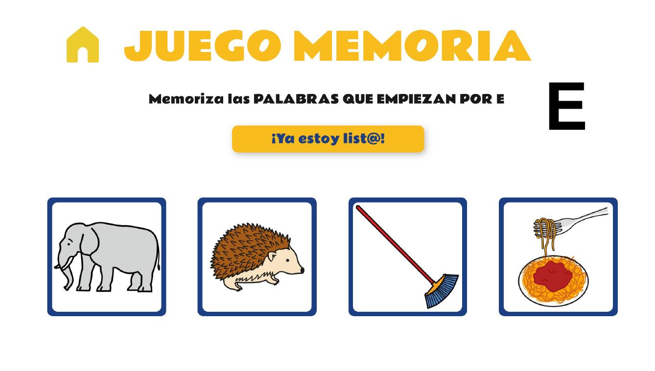 Juego de memoria de palabras que empiezan por vocal
