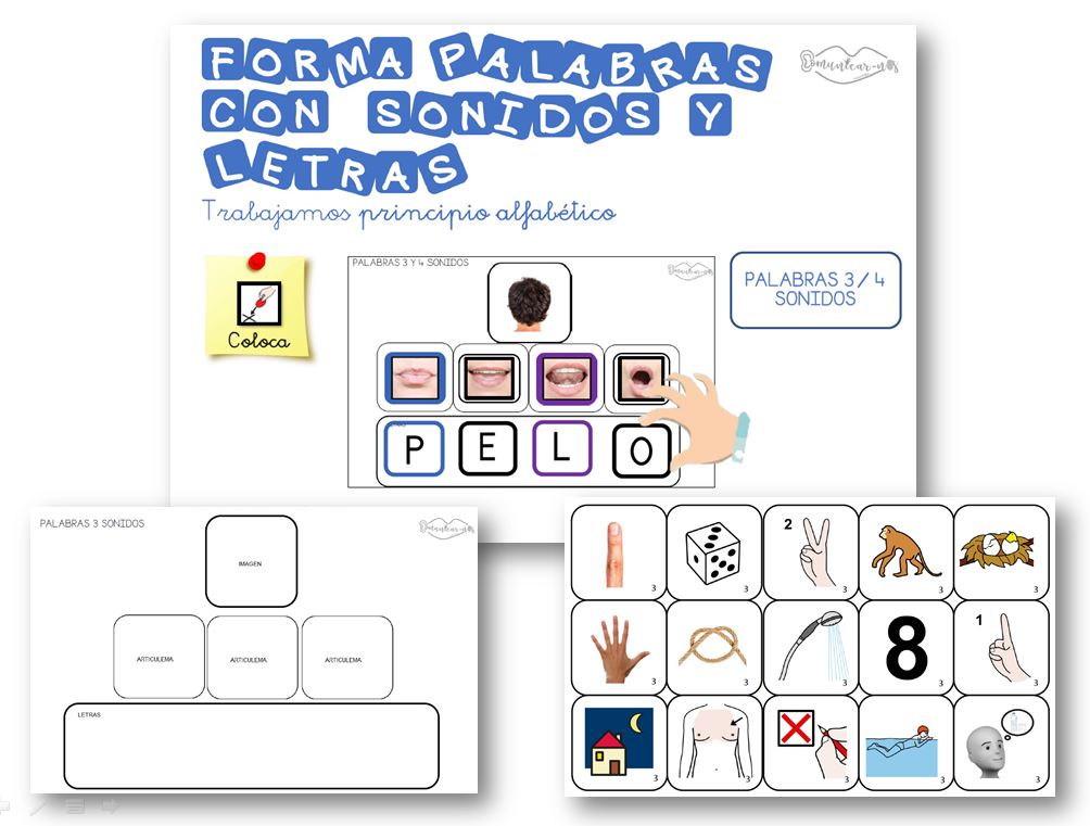 Principio alfabético - Formas palabras con sonidos y letras - Material manipulativo