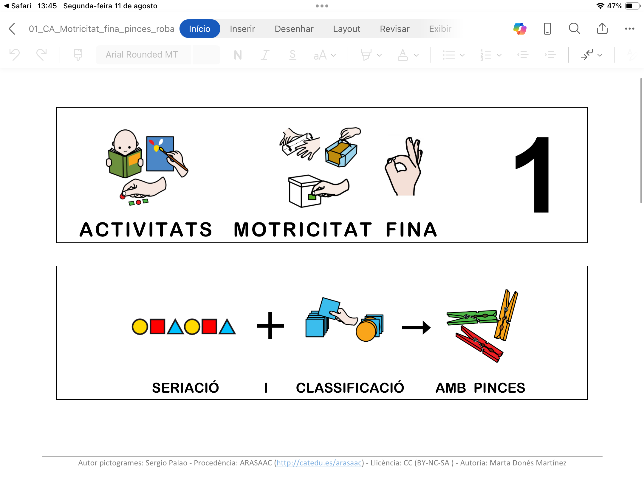 Material TEACCH - Atividade de motricidade fina e conceitos básicos