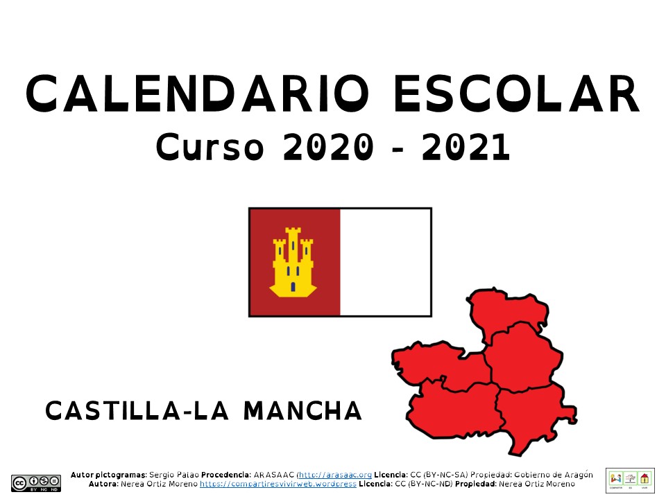 Calendario escolar 2020-21 adaptado con pictogramas