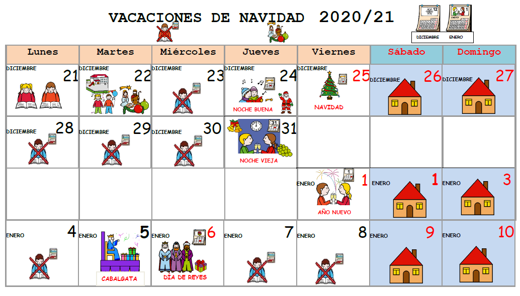 Calendario para anticipar la Navidad 2020-21