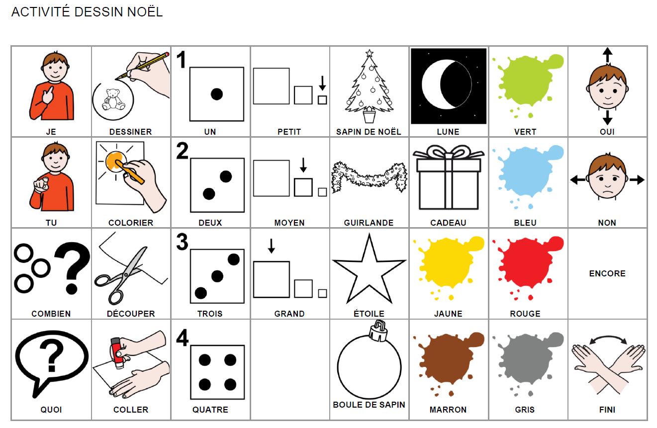 Tableau de communication pour dessiner sur le thème de Noël