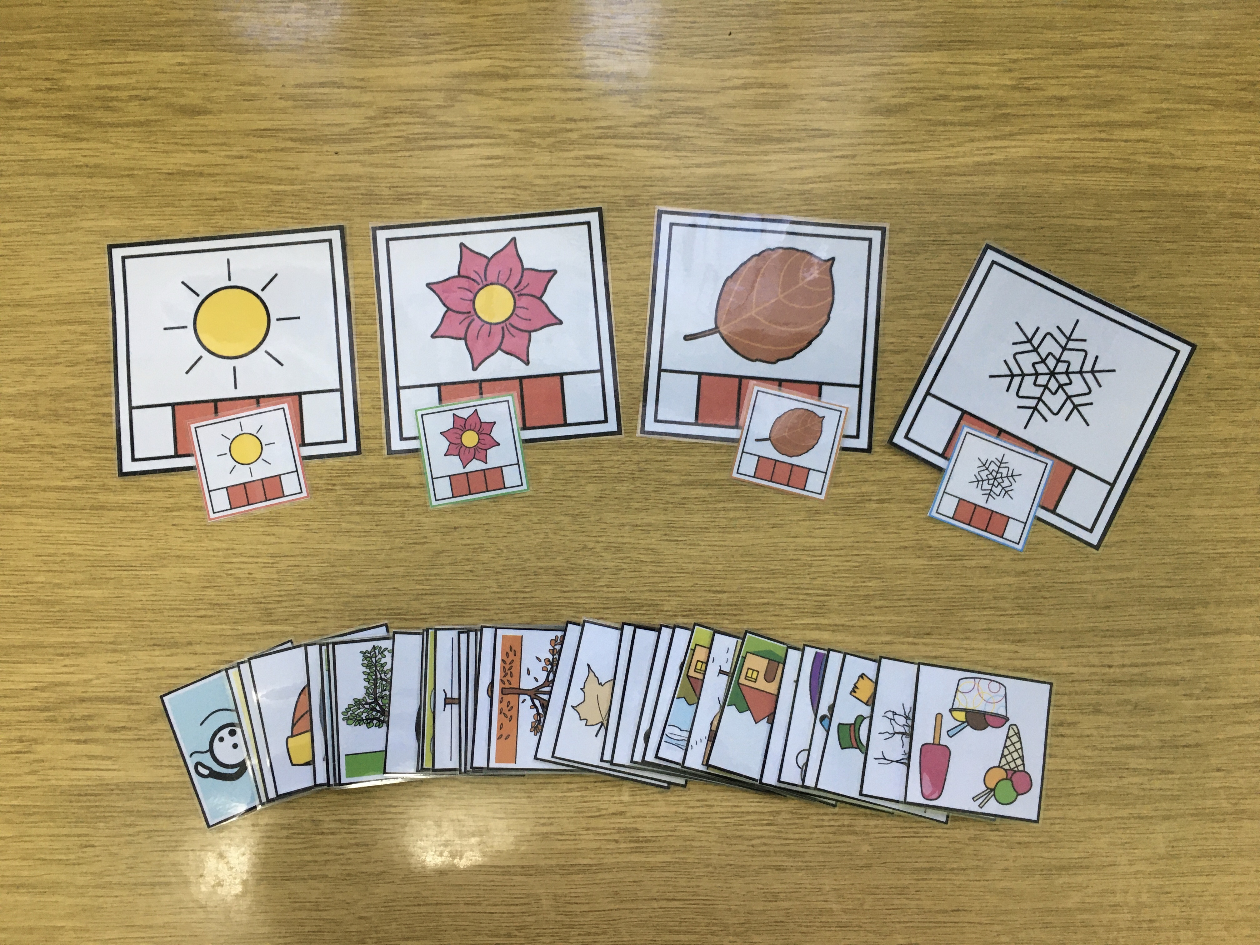 Material Manipulável TEACCH: Classificação das estações do ano