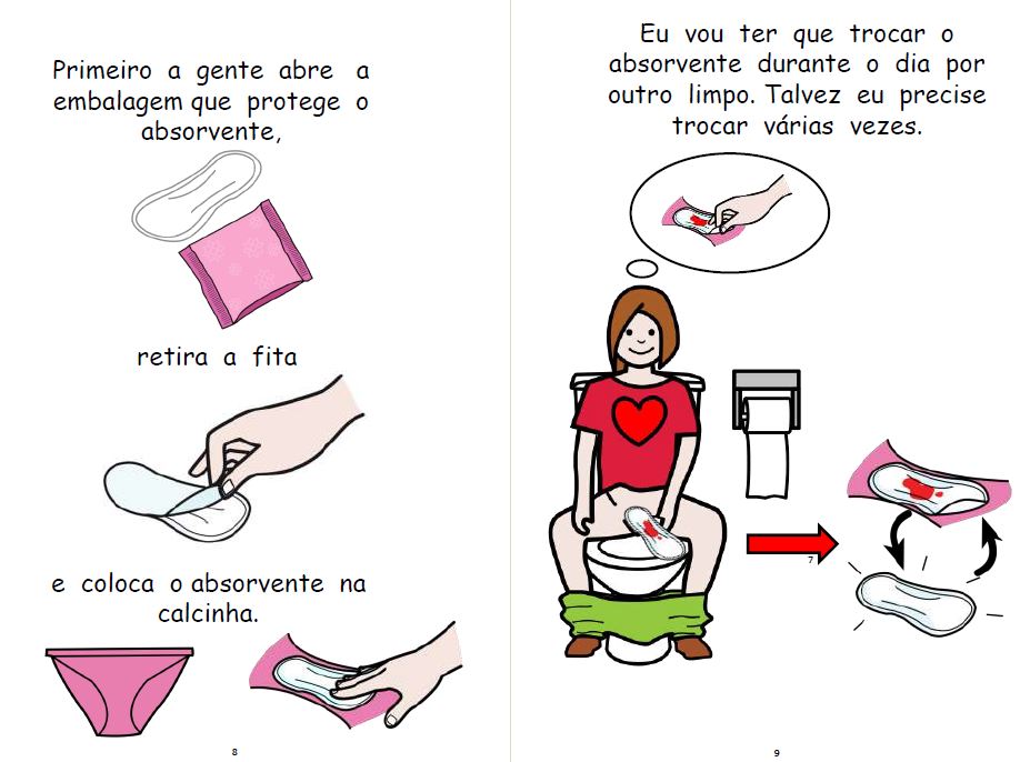 Mini book - História social - Eu fiquei menstruada