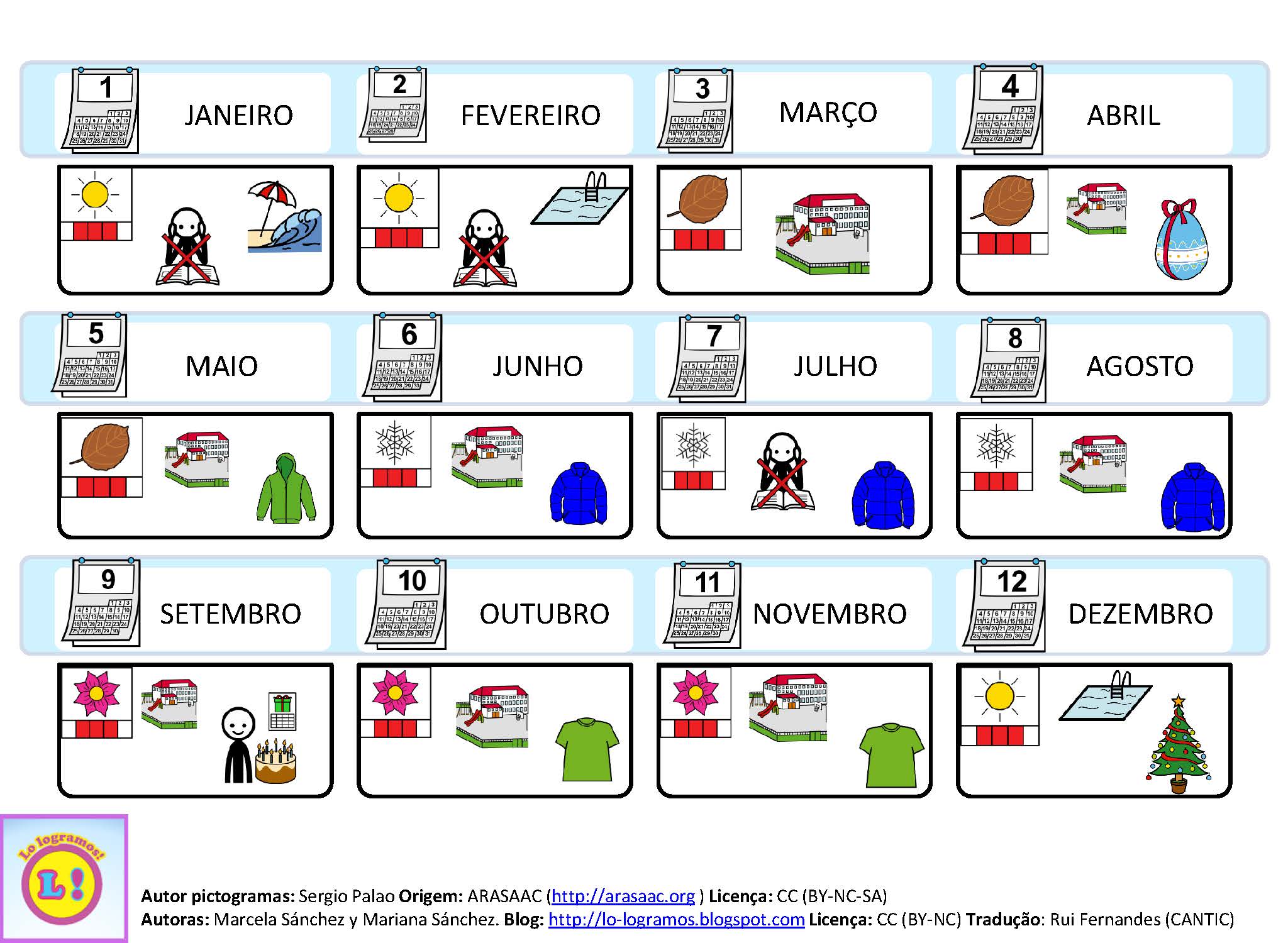 Agenda das estações e meses do ano