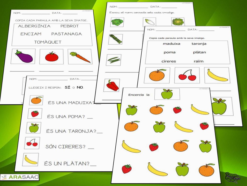 ACTIVITATS DE LECTOESCRIPTURA I MATERIAL TEACCH DE LA CANÇÓ "LA PARADETA" DEL PAÍS DE XAUXA