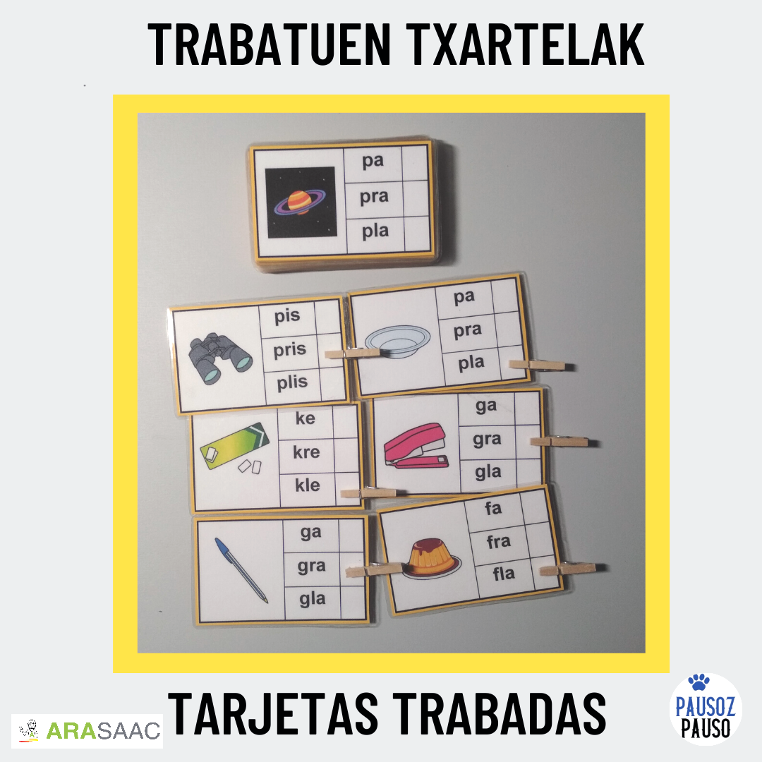 Tarjetas para trabajar las sílabas trabadas