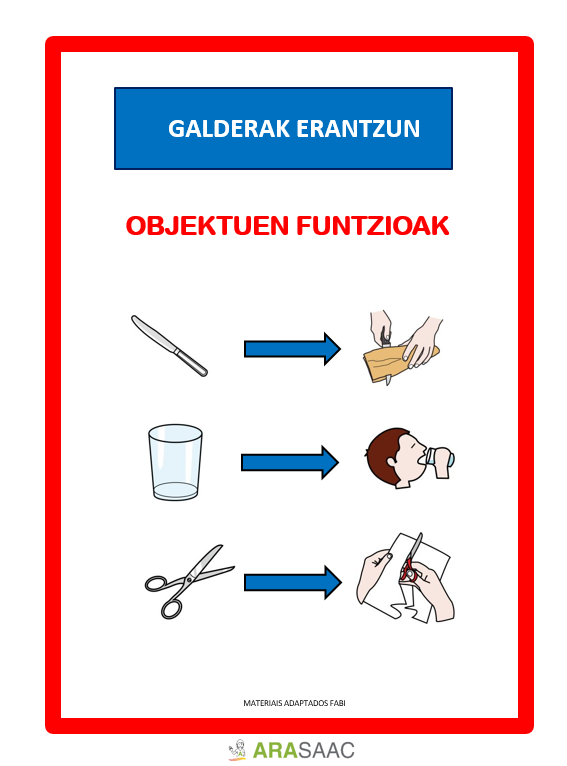 TEACCH Materialak - Objektuen Funtzioei buruzko Galderak Erantzunak