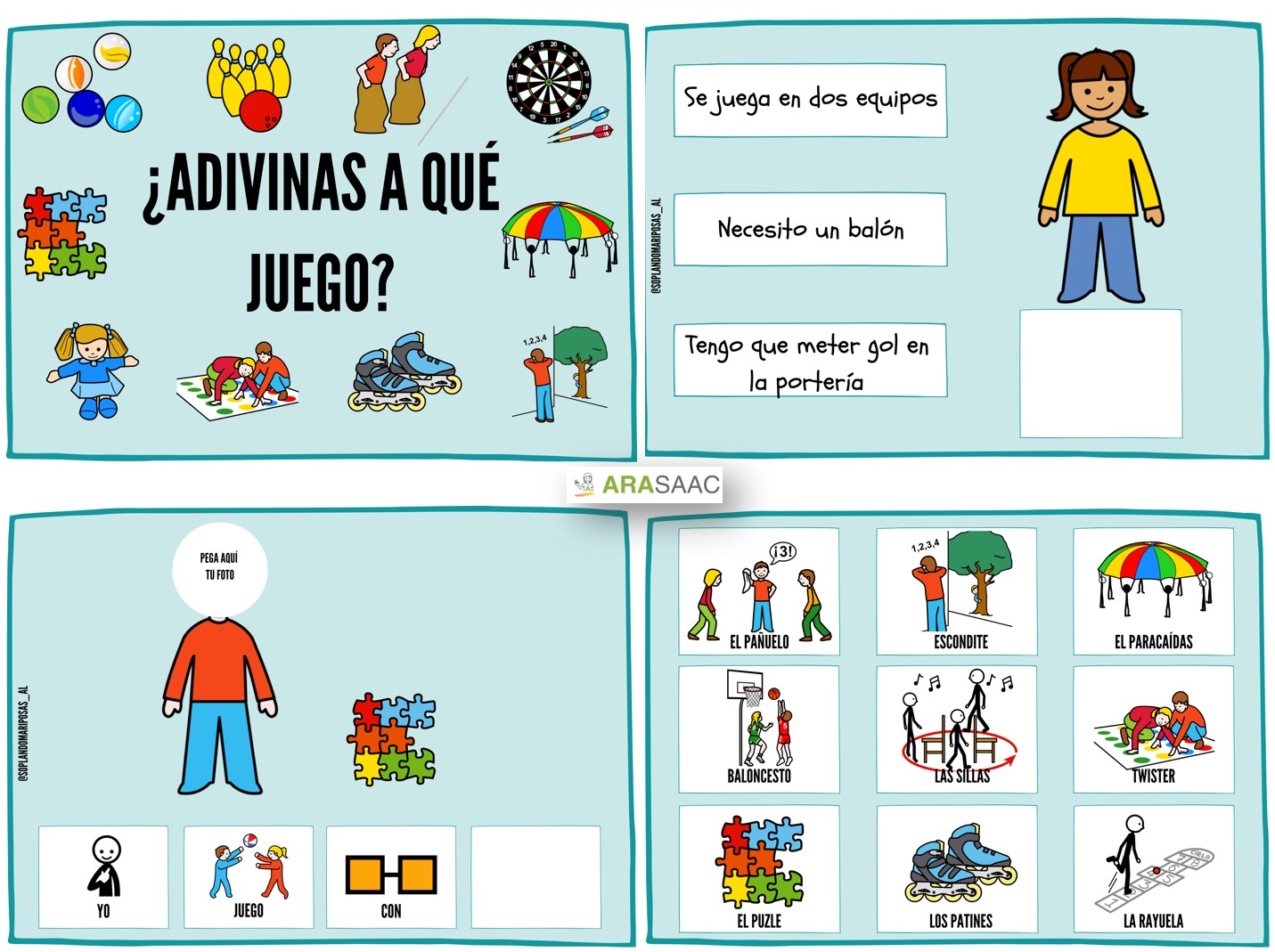 Material TEACCH: ¿Adivinas a qué juego?