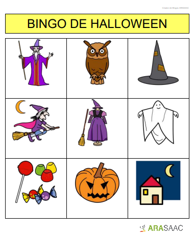Bingo de Halloween. 