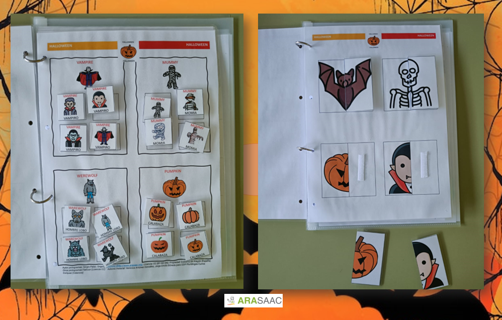 Material TEACCH: Vocabulario Halloween español - inglés