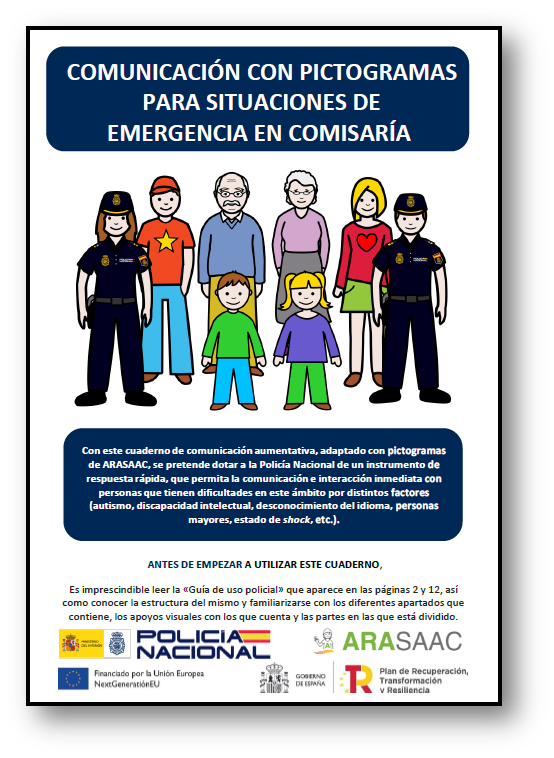 Communication notebook for the Police with pictograms for emergency situations and at the police station