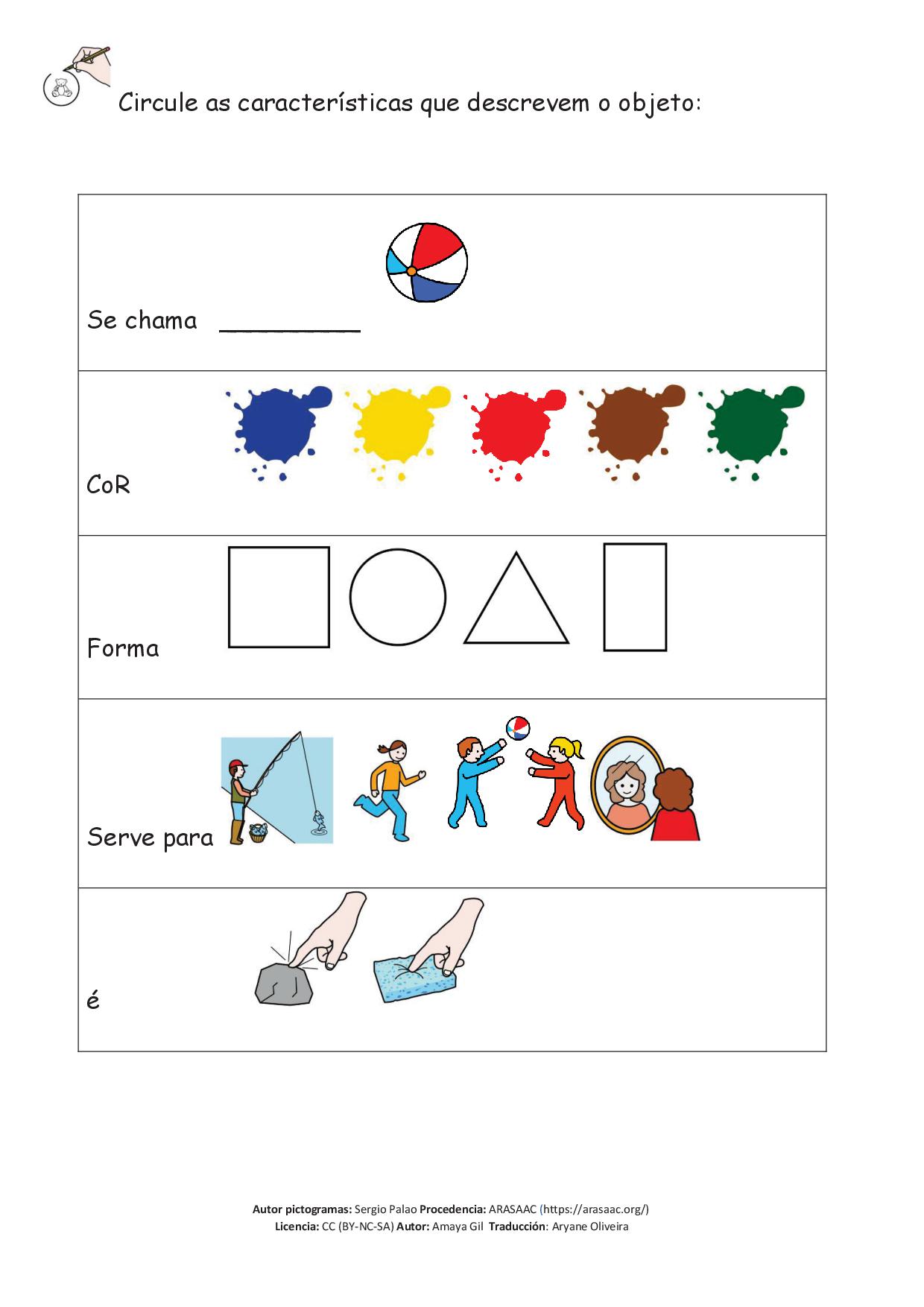 Aprendendo a descrever objetos com pictogramas
