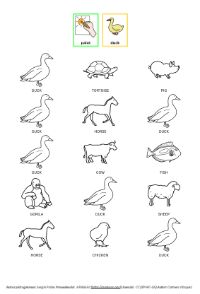 Material para trabajar vocabulario de animales en inglés