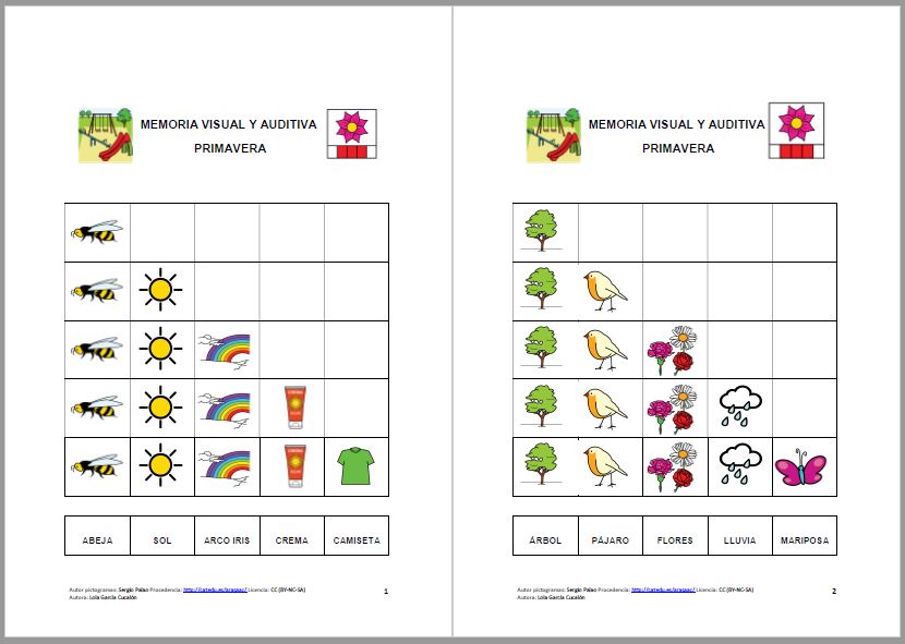 Actividades de memoria visual y auditiva